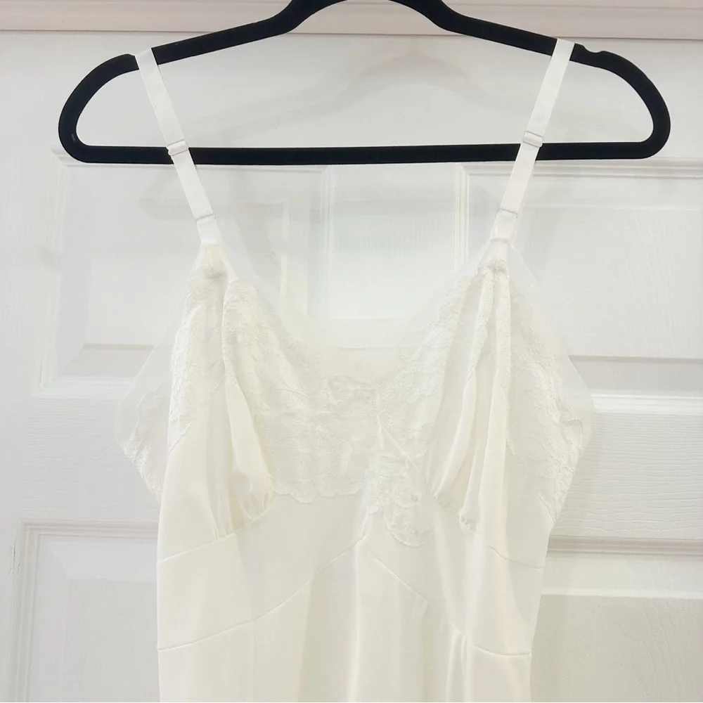 Vintage Lace Sheer Lingerie Slip Dress White sz Small - Picture 2 of 6